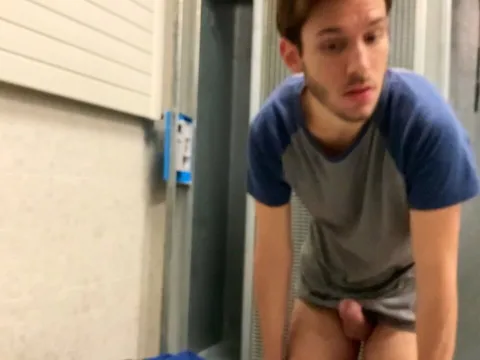 Youthful inexperienced caught stroking in locker apartment, jacks off added to caught wanking in public